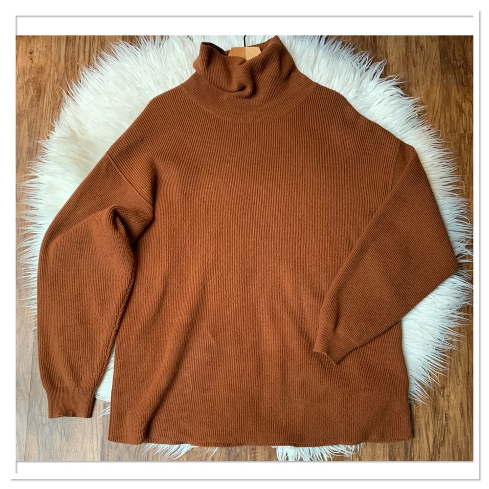 Free People Softly Structured Tunic Sweater Ribbed Terracotta Brown Medium